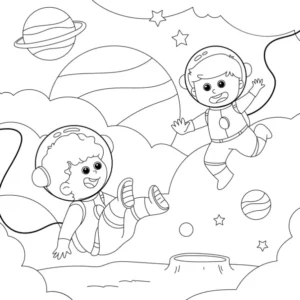 Free Space And Planets Picture To Color In
