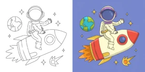 Free Space And Planets Picture To Color In