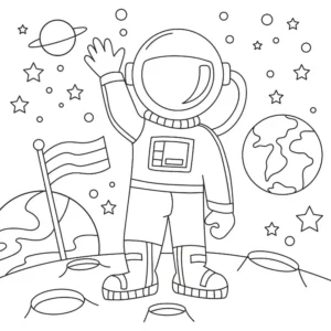 Free Space And Planets Picture To Color In