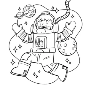 Free Space And Planets Picture To Color In