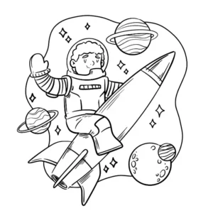 Free Space And Planets Picture To Color In