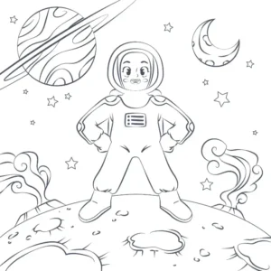 Free Space And Planets Picture To Color In