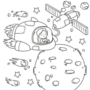 Free Space And Planets Picture To Color In