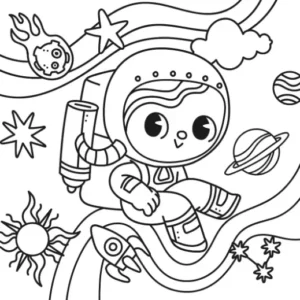 Free Space And Planets Picture To Color In