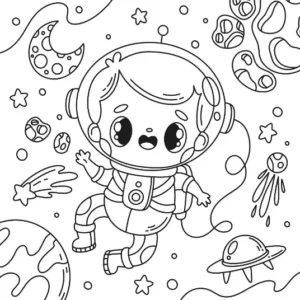 Free Space And Planets Picture To Color In