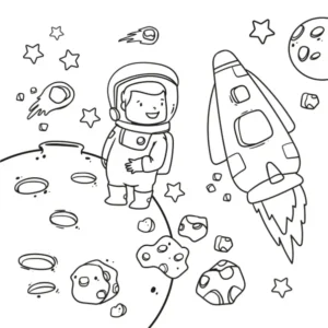 Free Space And Planets Picture To Color In