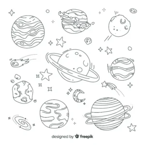 Free Space And Planets Picture To Color In
