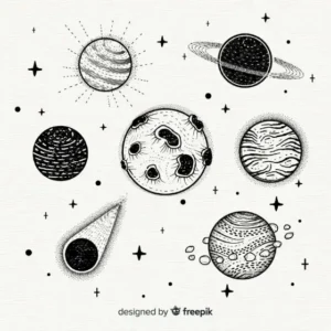 Free Space And Planets Picture To Color In