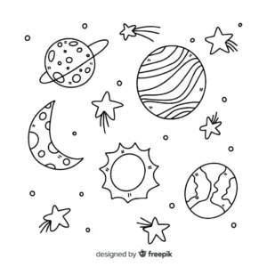 Free Space And Planets Picture To Color In