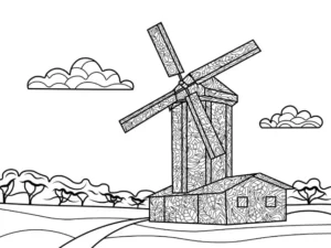 Free Windmill Picture To Color In