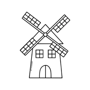 Free Windmill Picture To Color In