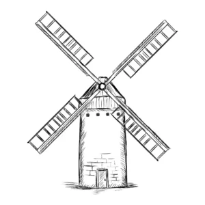 Free Windmill Picture To Color In