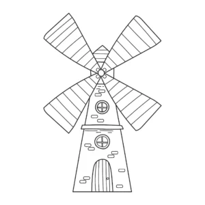 Free Windmill Picture To Color In