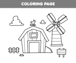 Free Windmill Picture To Color In