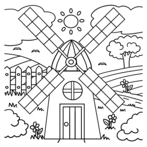 Free Windmill Picture To Color In