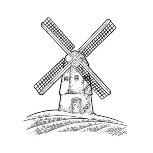 Free Windmill Picture To Color In