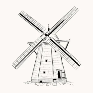 Free Windmill Picture To Color In