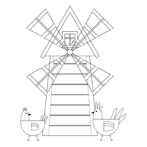 Free Windmill Picture To Color In