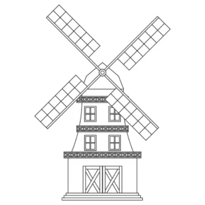 Free Windmill Picture To Color In