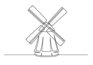 Free Windmill Picture To Color In