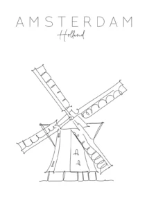 Free Windmill Picture To Color In