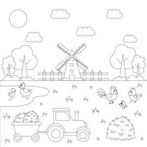 Free Windmill Picture To Color In