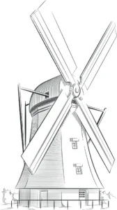 Free Windmill Picture To Color In