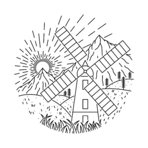 Free Windmill Picture To Color In