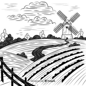 Free Windmill Picture To Color In