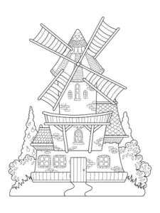 Free Windmill Picture To Color In