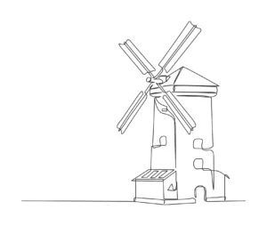 Free Windmill Picture To Color In