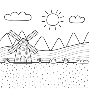 Free Windmill Picture To Color In