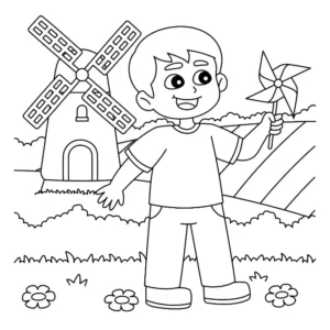 Free Windmill Picture To Color In