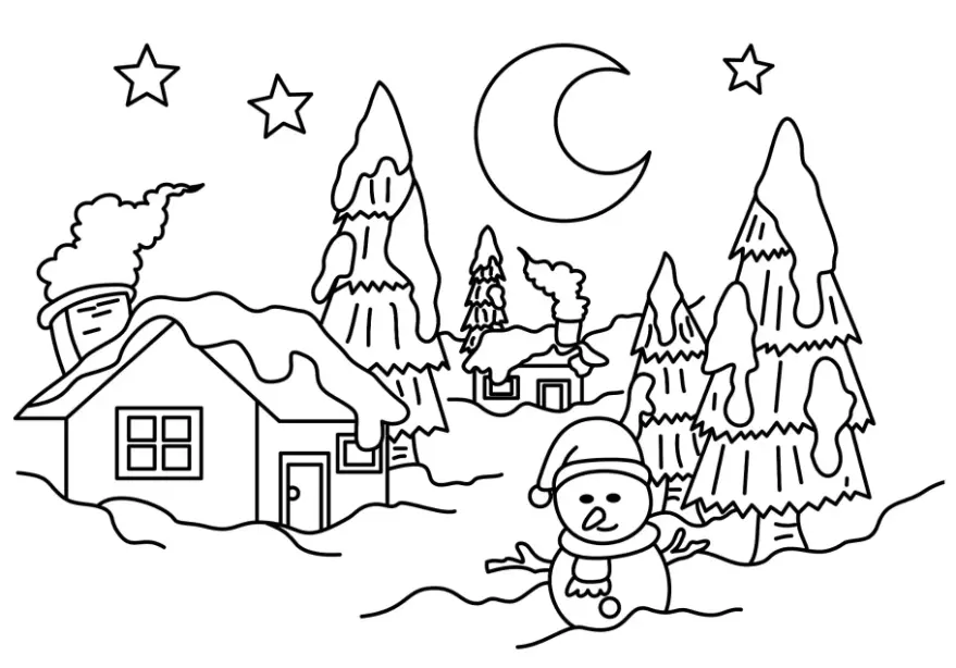 Free Winter Picture To Color In