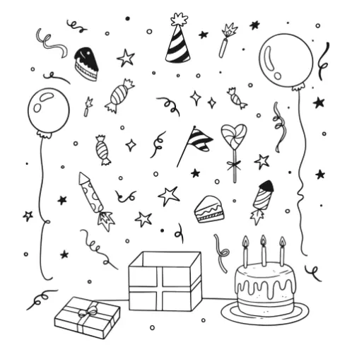 Free Party Picture to Color In
